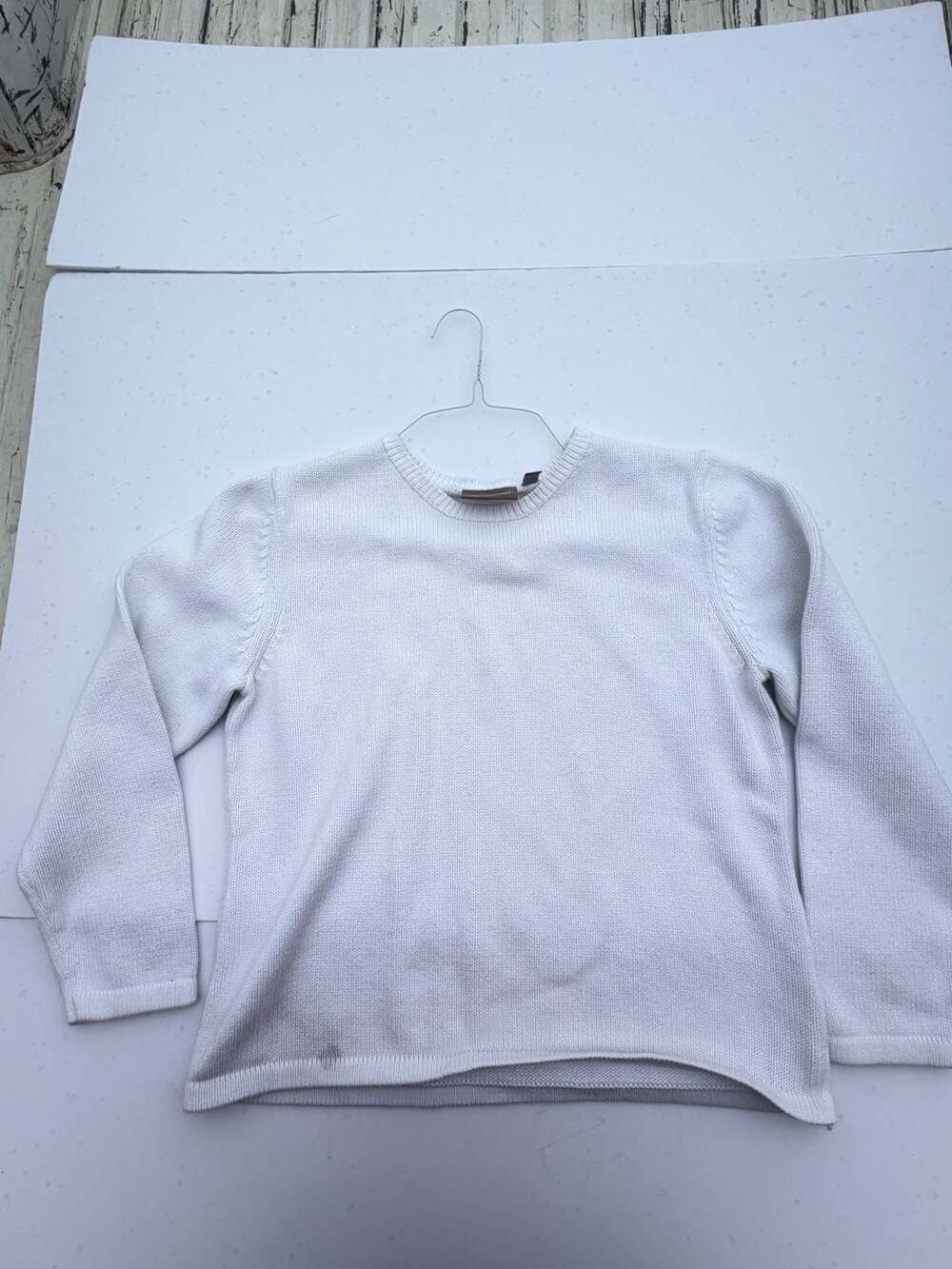 Croft & Barrow Sweater Size L White Knit Crewneck Long Sleeve